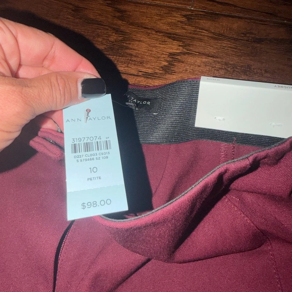 NWT High-Rise Slim Petite Ann Taylor Straight Pants in Deep Burgundy​ - Picture 6 of 8